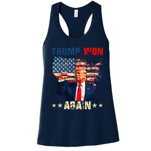 Retro Trump Won Again 2024 Us Vote 47th President Election Women's Racerback Tank