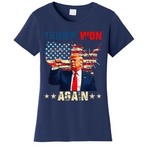 Retro Trump Won Again 2024 Us Vote 47th President Election Women's T-Shirt