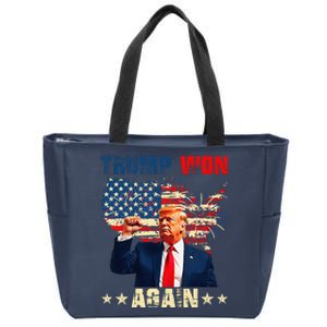 Retro Trump Won Again 2024 Us Vote 47th President Election Zip Tote Bag