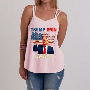 Retro Trump Won Again 2024 Us Vote 47th President Election Women's Strappy Tank