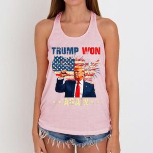 Retro Trump Won Again 2024 Us Vote 47th President Election Women's Knotted Racerback Tank