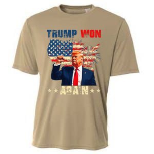 Retro Trump Won Again 2024 Us Vote 47th President Election Cooling Performance Crew T-Shirt