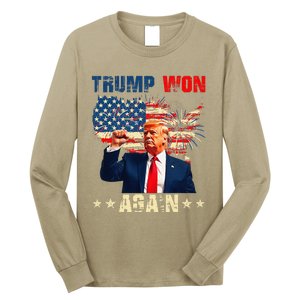 Retro Trump Won Again 2024 Us Vote 47th President Election Long Sleeve Shirt