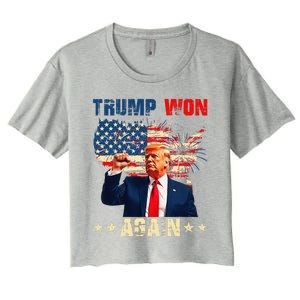 Retro Trump Won Again 2024 Us Vote 47th President Election Women's Crop Top Tee