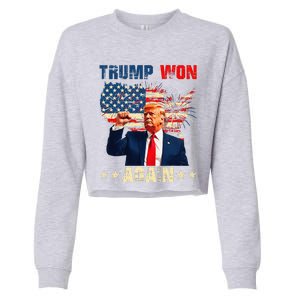 Retro Trump Won Again 2024 Us Vote 47th President Election Cropped Pullover Crew