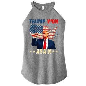 Retro Trump Won Again 2024 Us Vote 47th President Election Women's Perfect Tri Rocker Tank