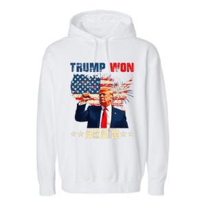 Retro Trump Won Again 2024 Us Vote 47th President Election Garment-Dyed Fleece Hoodie