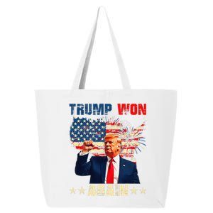 Retro Trump Won Again 2024 Us Vote 47th President Election 25L Jumbo Tote