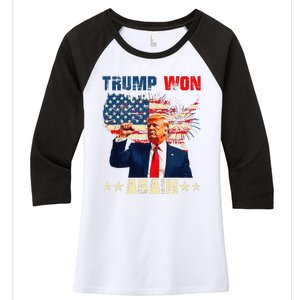 Retro Trump Won Again 2024 Us Vote 47th President Election Women's Tri-Blend 3/4-Sleeve Raglan Shirt