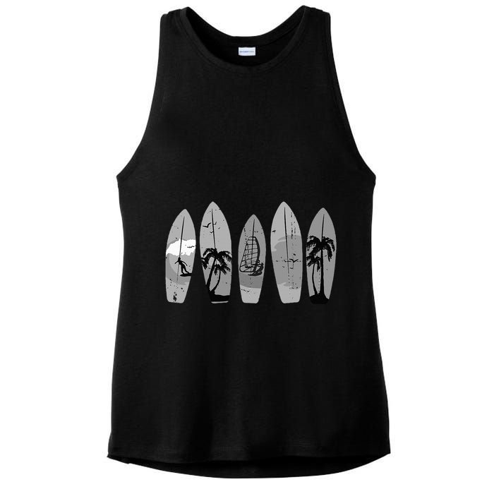 Ride the Waves with a Timeless Surfboard Ladies PosiCharge Tri-Blend Wicking Tank