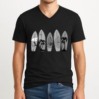 Ride the Waves with a Timeless Surfboard V-Neck T-Shirt