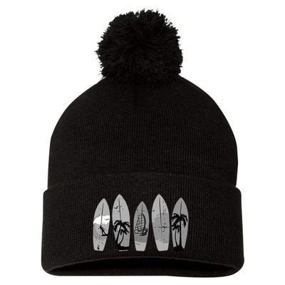 Ride the Waves with a Timeless Surfboard Pom Pom 12in Knit Beanie