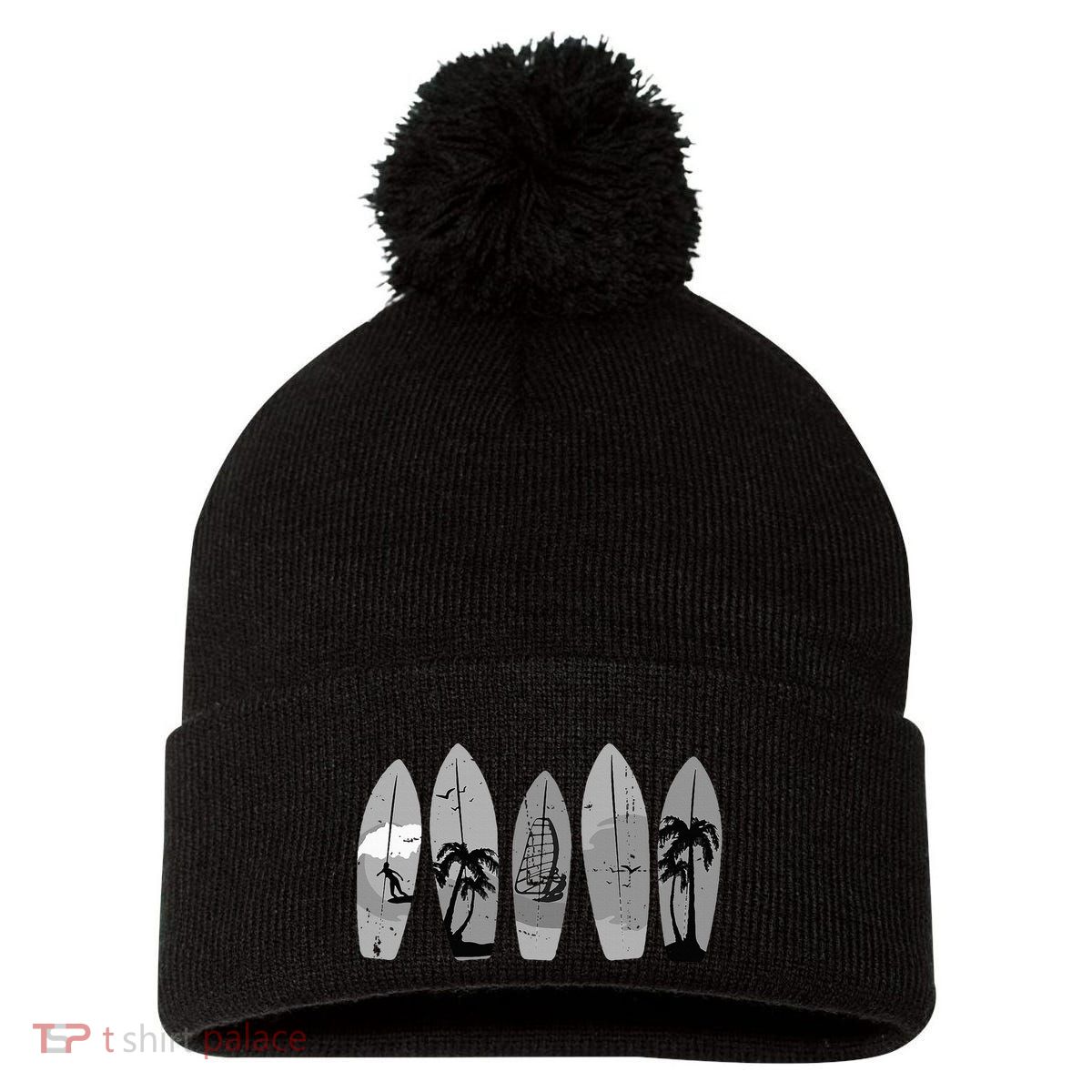 Ride the Waves with a Timeless Surfboard Pom Pom 12in Knit Beanie