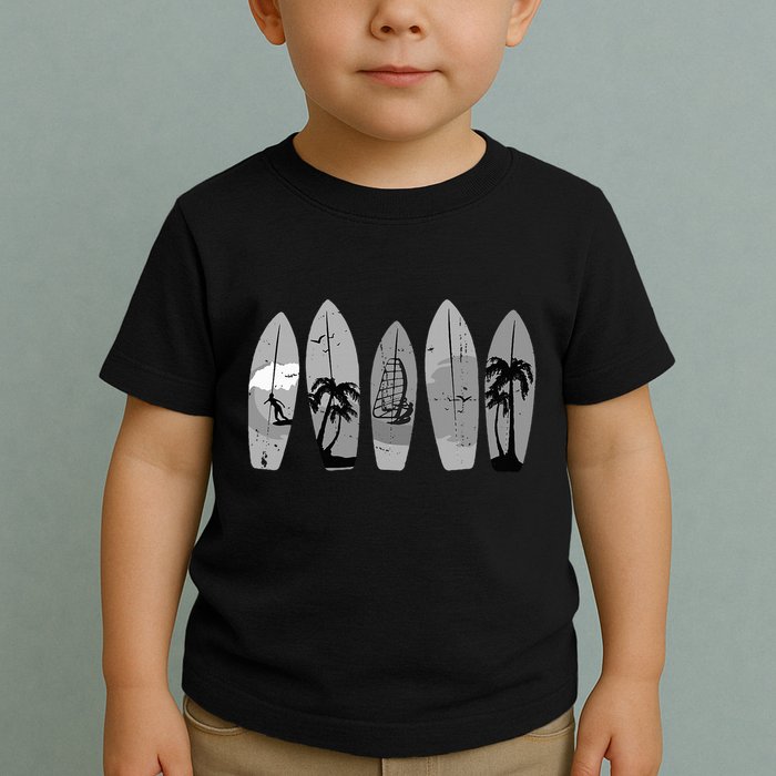 Ride the Waves with a Timeless Surfboard Toddler T-Shirt