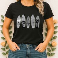 Ride the Waves with a Timeless Surfboard Womens T-Shirt