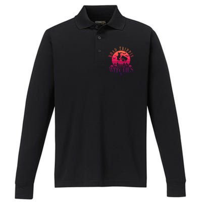 Road Trippin With My Witches Halloween Witch Camping Gift Performance Long Sleeve Polo