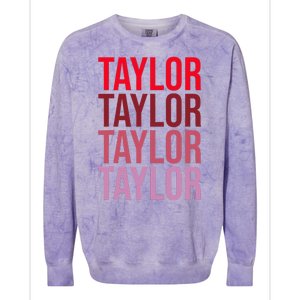 Retro Taylor Wordmark Pattern I Love Taylor Colorblast Crewneck Sweatshirt