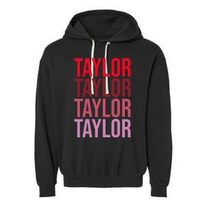 Retro Taylor Wordmark Pattern I Love Taylor Garment-Dyed Fleece Hoodie