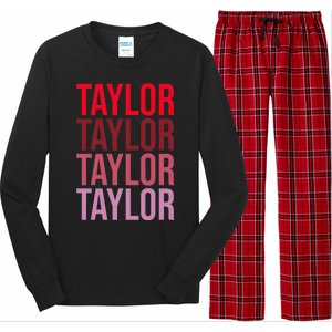 Retro Taylor Wordmark Pattern I Love Taylor Long Sleeve Pajama Set