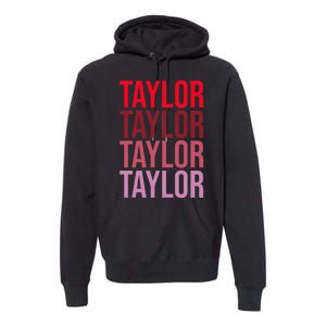 Retro Taylor Wordmark Pattern I Love Taylor Premium Hoodie