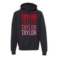 Retro Taylor Wordmark Pattern I Love Taylor Premium Hoodie