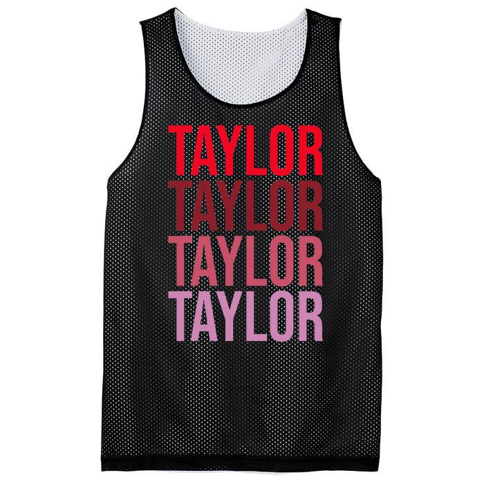 Retro Taylor Wordmark Pattern I Love Taylor Mesh Reversible Basketball Jersey Tank