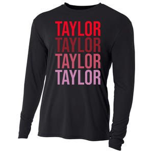 Retro Taylor Wordmark Pattern I Love Taylor Cooling Performance Long Sleeve Crew