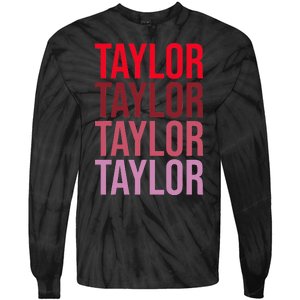 Retro Taylor Wordmark Pattern I Love Taylor Tie-Dye Long Sleeve Shirt