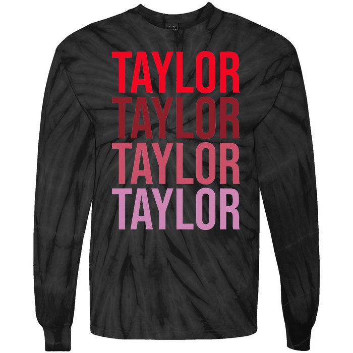 Retro Taylor Wordmark Pattern I Love Taylor Tie-Dye Long Sleeve Shirt