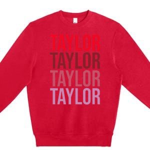 Retro Taylor Wordmark Pattern I Love Taylor Premium Crewneck Sweatshirt