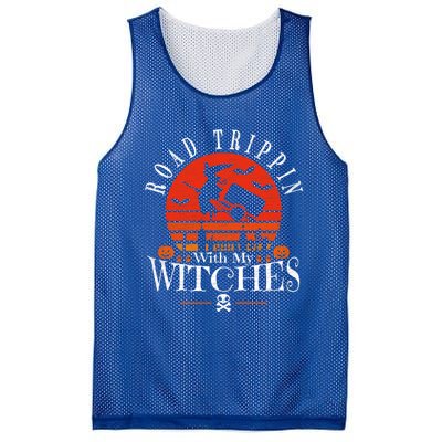 Road Trippin With My Witches Halloween Witch Camping Gift Mesh Reversible Basketball Jersey Tank