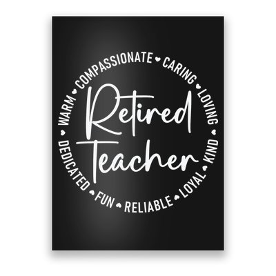 Retired Teacher White Poster