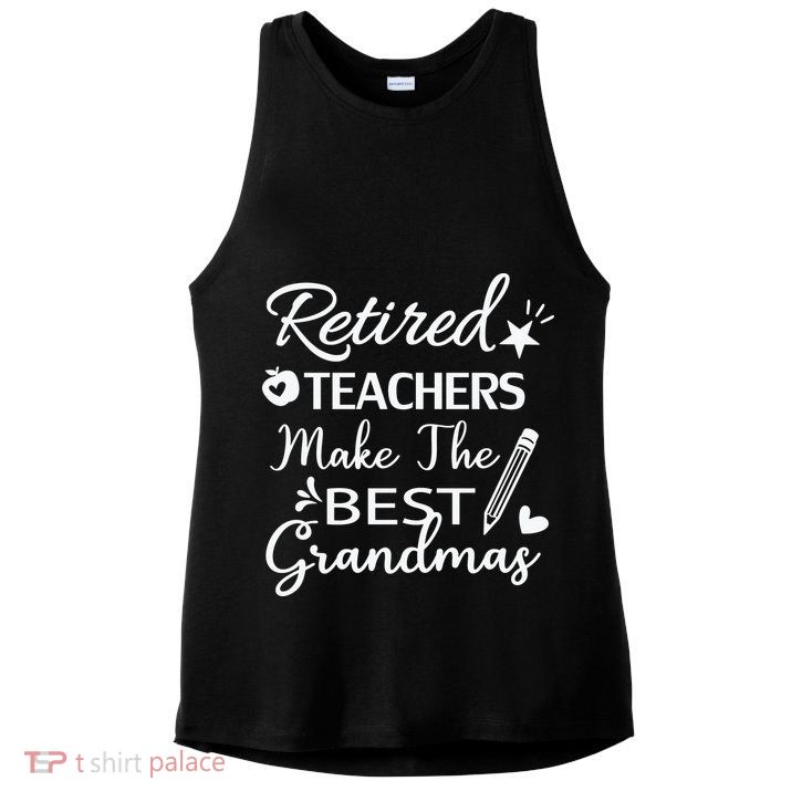 Retired Teacher White Ladies PosiCharge Tri-Blend Wicking Tank