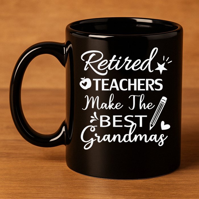 Retired Teacher White 11oz C Handle Ceramic Mug