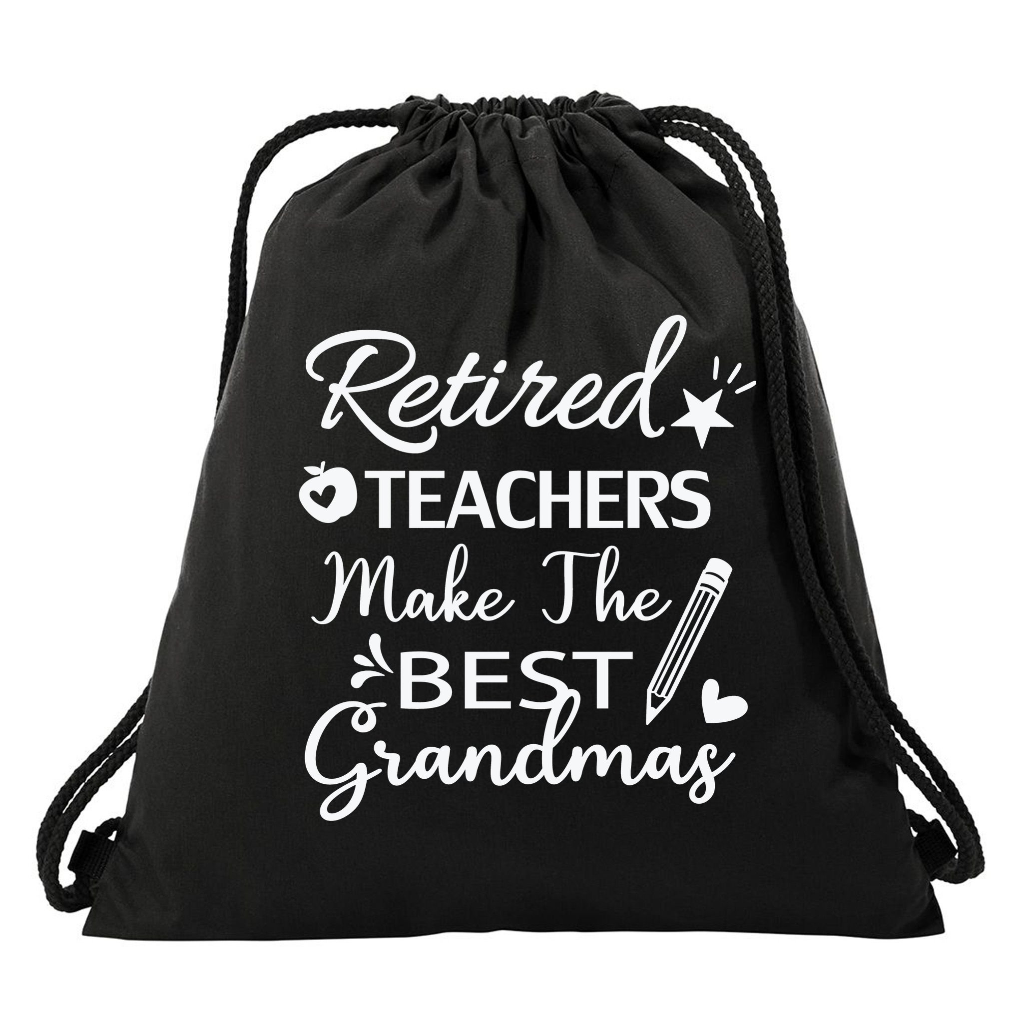 Retired Teacher White Drawstring Bag