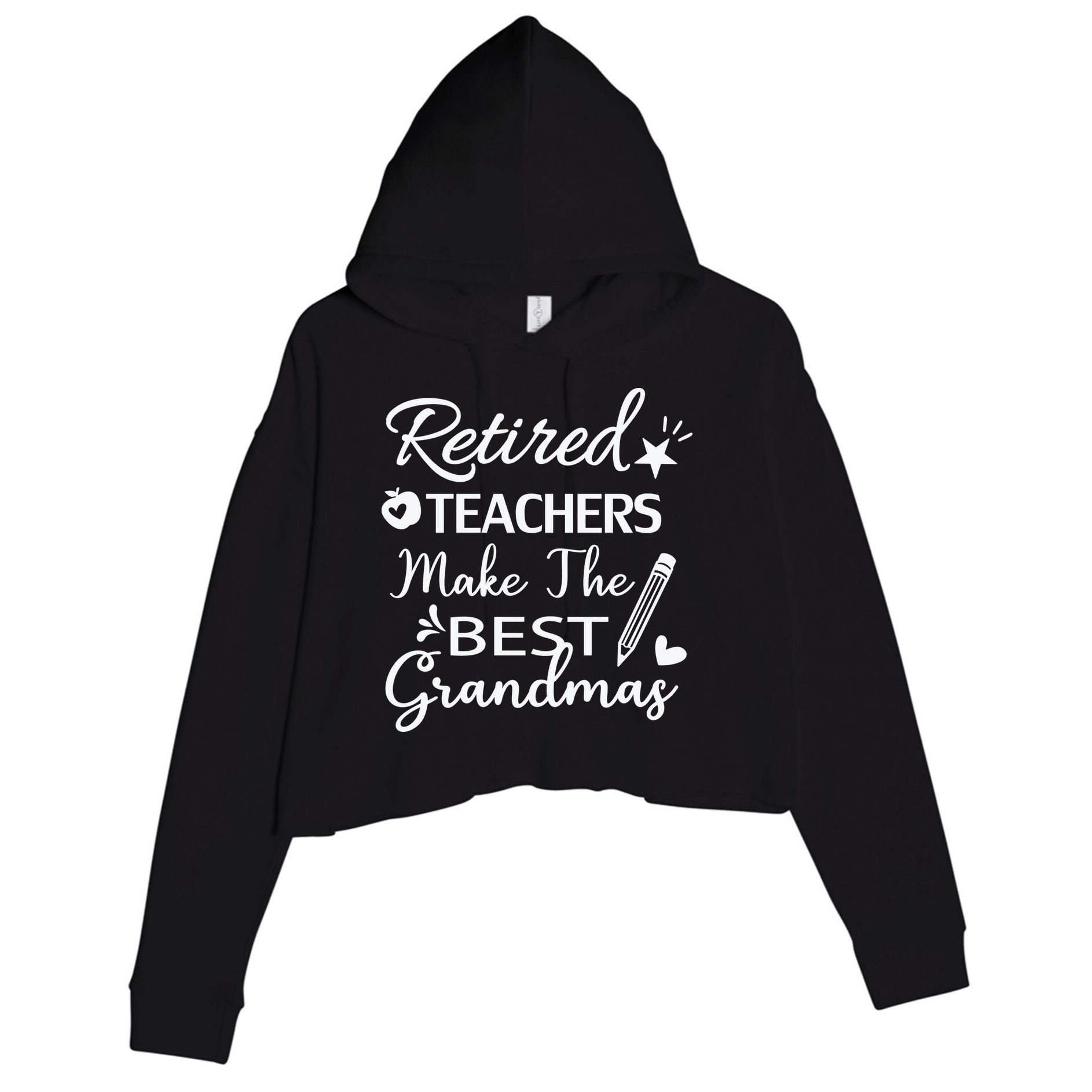 Retired Teacher White Crop Fleece Hoodie