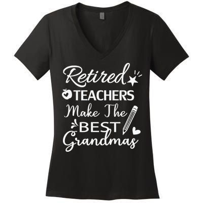 Retired Teacher White Women's V-Neck T-Shirt