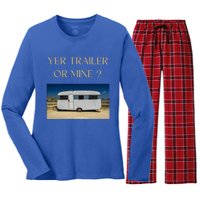 Redneck Trailer White Trash Party Attire Hillbilly Costume Gift Women's Long Sleeve Flannel Pajama Set 