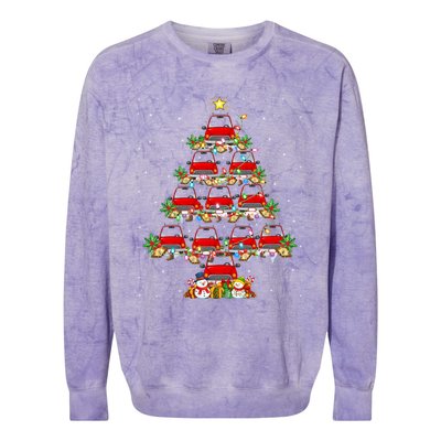 Red Truck Xmas Lighting Santa Red Truck Christmas Tree Cute Gift Colorblast Crewneck Sweatshirt