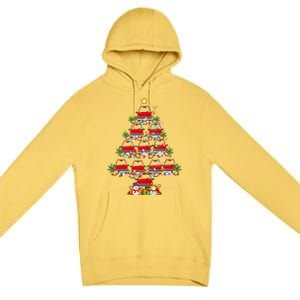 Red Truck Xmas Lighting Santa Red Truck Christmas Tree Cute Gift Premium Pullover Hoodie