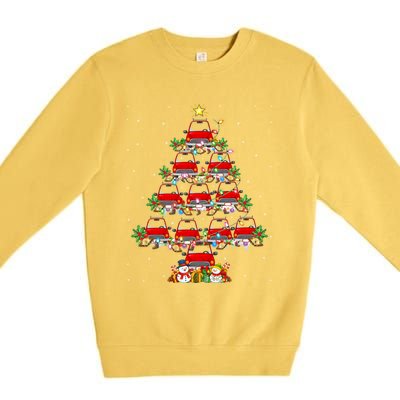 Red Truck Xmas Lighting Santa Red Truck Christmas Tree Cute Gift Premium Crewneck Sweatshirt