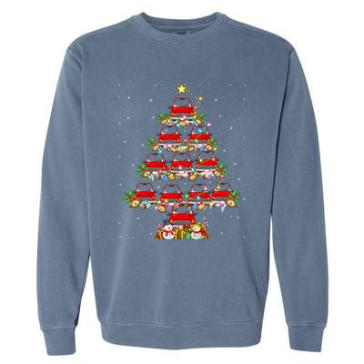 Red Truck Xmas Lighting Santa Red Truck Christmas Tree Cute Gift Garment-Dyed Sweatshirt