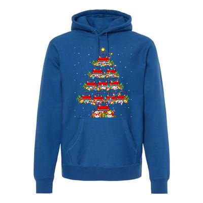 Red Truck Xmas Lighting Santa Red Truck Christmas Tree Cute Gift Premium Hoodie