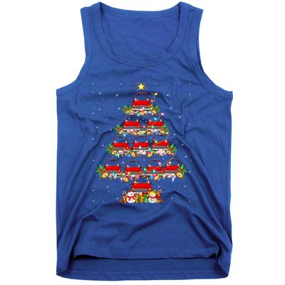 Red Truck Xmas Lighting Santa Red Truck Christmas Tree Cute Gift Tank Top