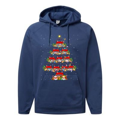 Red Truck Xmas Lighting Santa Red Truck Christmas Tree Cute Gift Performance Fleece Hoodie