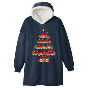 Red Truck Xmas Lighting Santa Red Truck Christmas Tree Cute Gift Hooded Wearable Blanket