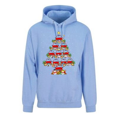 Red Truck Xmas Lighting Santa Red Truck Christmas Tree Cute Gift Unisex Surf Hoodie