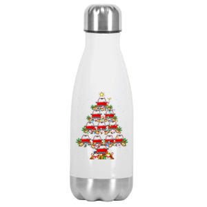 Red Truck Xmas Lighting Santa Red Truck Christmas Tree Cute Gift Stainless Steel Insulated Water Bottle