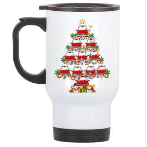 Red Truck Xmas Lighting Santa Red Truck Christmas Tree Cute Gift Stainless Steel Travel Mug