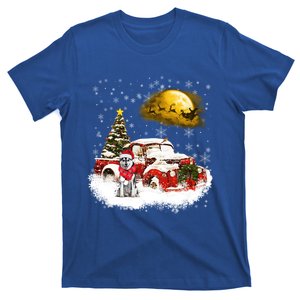 Red Truck Xmas Tree Husky Dog Merry Christmas Cool Gift T-Shirt